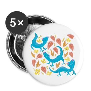 Blue Leopard Geckos - Buttons large 2.2'' (5-pack) - white