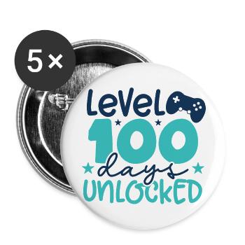 Level 100 Days Unlocked - Buttons large 2.2'' (5-pack) - white