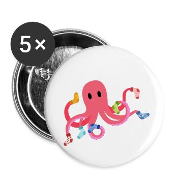 Socktopus Funny Cute Octopus In Socks Graphic - Buttons large 2.2'' (5-pack) - white