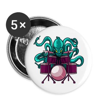 Funny Octopus Playing Drums Drummer Kit Gifts For - Buttons large 2.2'' (5-pack) - white