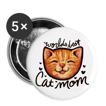 World s Best Cat Mom - Buttons large 2.2'' (5-pack) - white