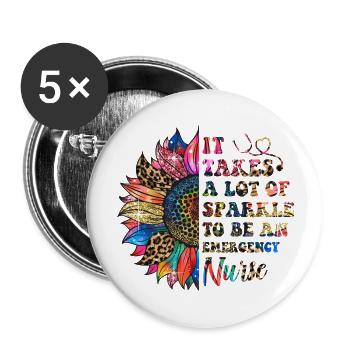 Emergency Nurse SPARKLE - Buttons large 2.2'' (5-pack) - white