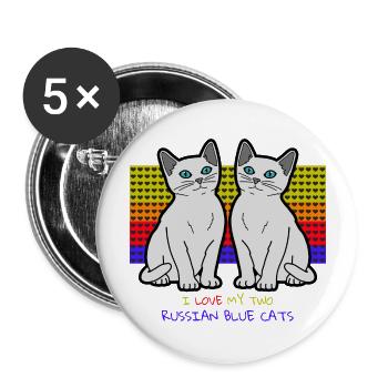 I Love My Two Russian Blue Cats - Buttons large 2.2'' (5-pack) - white
