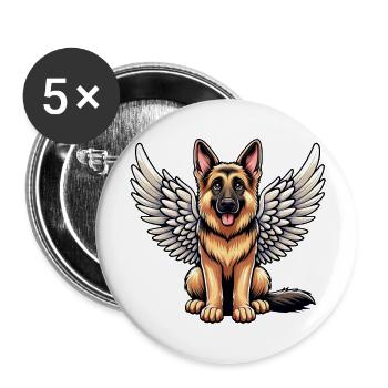 German Shepherd Angel - Guardian with Wings - Buttons large 2.2'' (5-pack) - white
