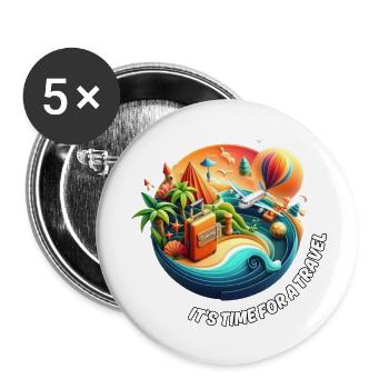 TRAVELING #4 / TRAVEL - Buttons large 2.2'' (5-pack) - white