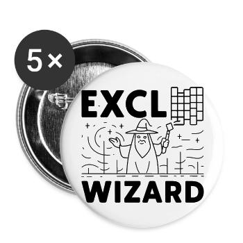 excel wizard funny accountant bookkeepers gift - Buttons large 2.2'' (5-pack) - white