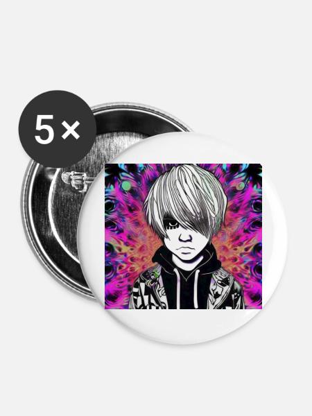 Psychedelic,Emo,Pattern,Color transitions,Vibrant, - Buttons large 2.2'' (5-pack) - white