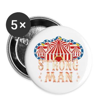Circus Party Clothes Strongman Birthday - Buttons large 2.2'' (5-pack) - white