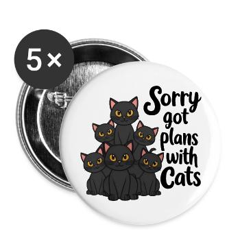 Cats with plans #3 - Buttons large 2.2'' (5-pack) - white