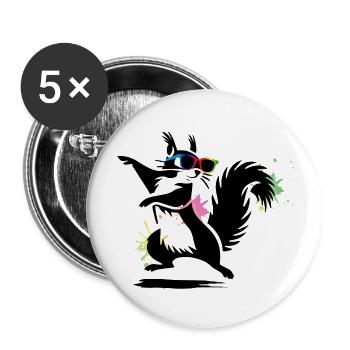 Stylish Squirrel with Sunglasses Stencil - Buttons large 2.2'' (5-pack) - white
