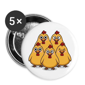 Silly Expressive Chickens - Buttons large 2.2'' (5-pack) - white