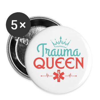 Trauma Queen Paramedic EMT Medical Technician - Buttons large 2.2'' (5-pack) - white