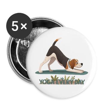 Yogi the Downward Dog - Buttons large 2.2'' (5-pack) - white