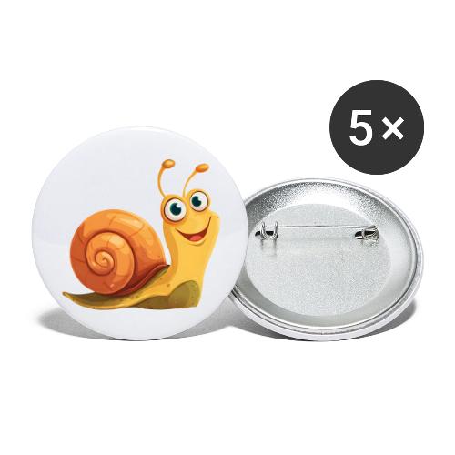 Happy Cartoon Snail with a Smile - Buttons large 2.2'' (5-pack)