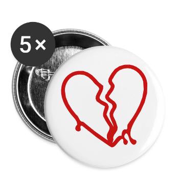 💔😢A Broken Bleeding Heart-Love Hurts - Buttons large 2.2'' (5-pack) - white