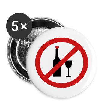 ✔๏̯͡๏ No Alcohol-Ban Drinking-Prohibition๏̯͡๏✔ - Buttons large 2.2'' (5-pack) - white