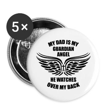 My Dad is Guardian Angel Cross Wings - Buttons large 2.2'' (5-pack) - white