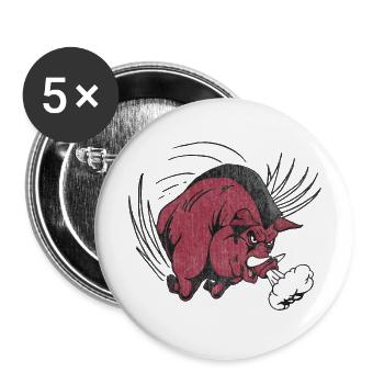 Razorback Hog Charging Vintage - Buttons large 2.2'' (5-pack) - white