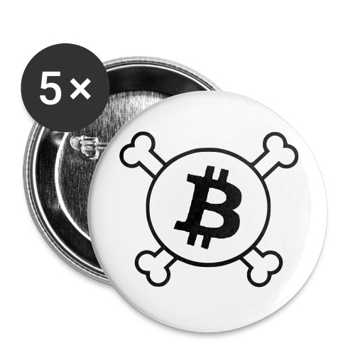 btc pirateflag jolly roger bitcoin pirate flag - Buttons large 2.2'' (5-pack)