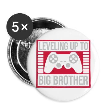 Leveling up big brother - Buttons large 2.2'' (5-pack) - white
