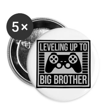 Leveling up big brother - Buttons large 2.2'' (5-pack) - white