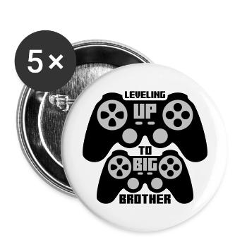 Leveling up big brother - Buttons large 2.2'' (5-pack) - white