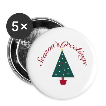 Seasons greetings Christmas tree - Buttons large 2.2'' (5-pack) - white