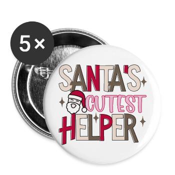 Santa's Cutest Helper - Buttons large 2.2'' (5-pack) - white