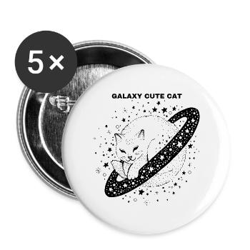 Galaxy Cut Cat - Buttons large 2.2'' (5-pack) - white