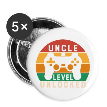Uncle Level Unlocked - Buttons large 2.2'' (5-pack) - white