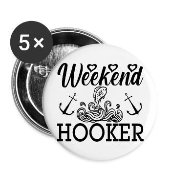 Weekend Hooker - Buttons large 2.2'' (5-pack) - white