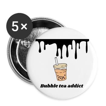 Bubble tea addict - Buttons large 2.2'' (5-pack) - white