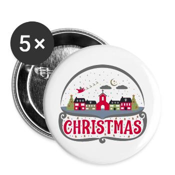 Christmas Snow Globe With Town Essential - Buttons large 2.2'' (5-pack) - white