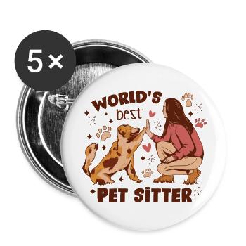 World s Best Pet Sitter Dog Art - Buttons large 2.2'' (5-pack) - white