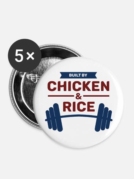 Built by chicken and rice - Buttons large 2.2'' (5-pack) - white