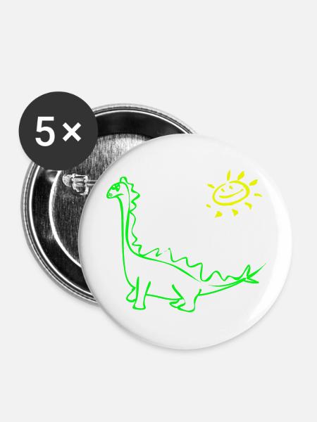 Cute Kids Dinosaur With Sun Motif 1 - Buttons large 2.2'' (5-pack) - white