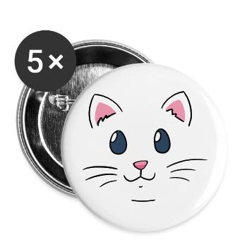 Cat Face Mask And Cartoon Fashion - Buttons large 2.2'' (5-pack) - white