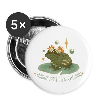 World s Best Frog Catcher Boys Girls Kids Frog - Buttons large 2.2'' (5-pack) - white