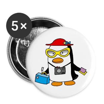 Cute Penguin Tourist - Buttons large 2.2'' (5-pack) - white