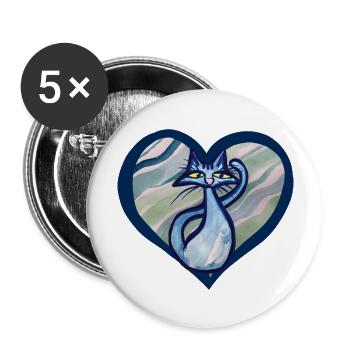 Blue Cat Love - Buttons large 2.2'' (5-pack) - white