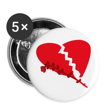 Broken Heart With Wilted Flower Vector 3 Colors - Buttons large 2.2'' (5-pack) - white
