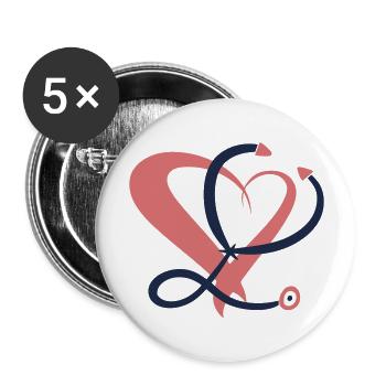 Stethoscope & Heart Drawing. Nurse / doctor. - Buttons large 2.2'' (5-pack) - white