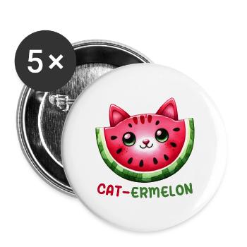 Funny Cat Watermelon Cat-Ermelon - Buttons large 2.2'' (5-pack) - white