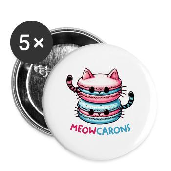 Funny Cat Meowcarons - Buttons large 2.2'' (5-pack) - white