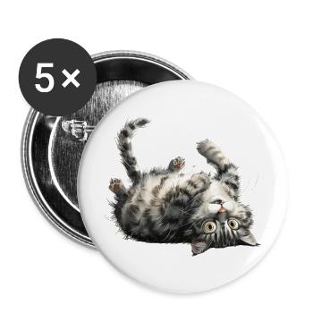 Funny Cat - Buttons large 2.2'' (5-pack) - white