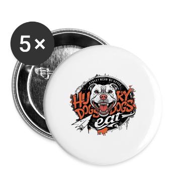 HUNGRY DOGS EAT - Buttons large 2.2'' (5-pack) - white