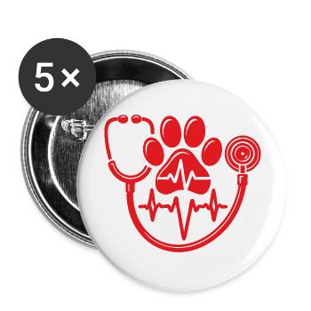 dog's paw and a stethoscope with a pulse - Buttons large 2.2'' (5-pack) - white