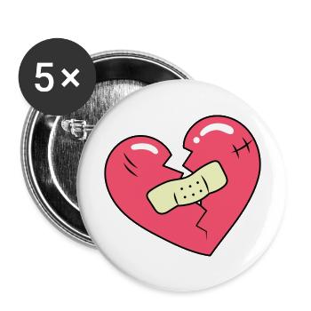 Broken Heart - Buttons large 2.2'' (5-pack) - white