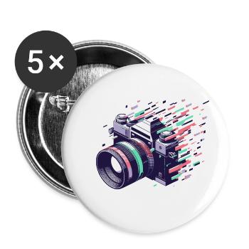 Digital Glitch Camera - Retro Photography Art - Buttons large 2.2'' (5-pack) - white