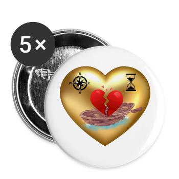 Golden Heart - Buttons large 2.2'' (5-pack) - white